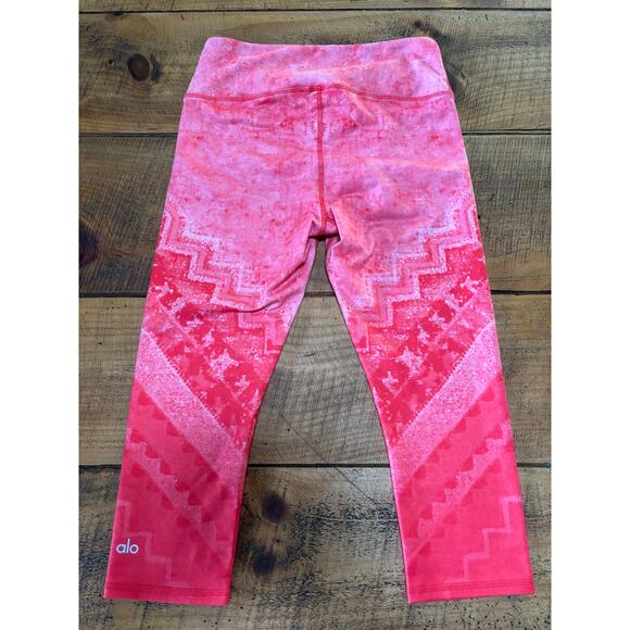 Alo Yoga Airbrush Poppy Casbah Athletic Workout Womens Cropped Leggings Size XS - Picture 6 of 8